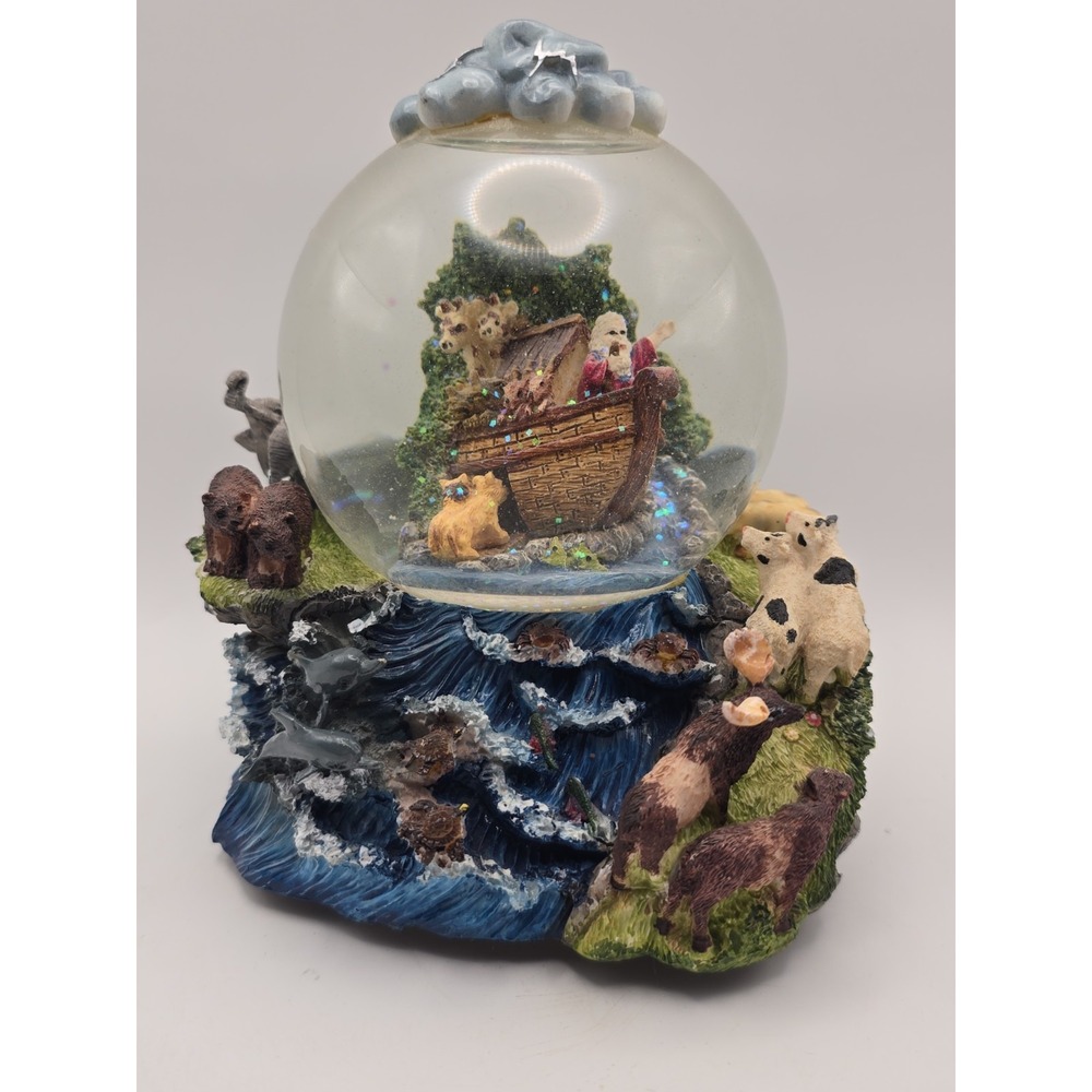 Vtg Musical Noah Ark Water Snow Globe
